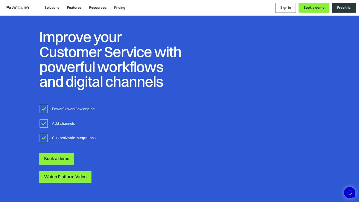 Acquire landing page