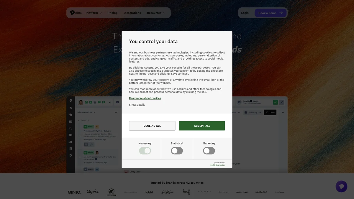 Dixa landing page