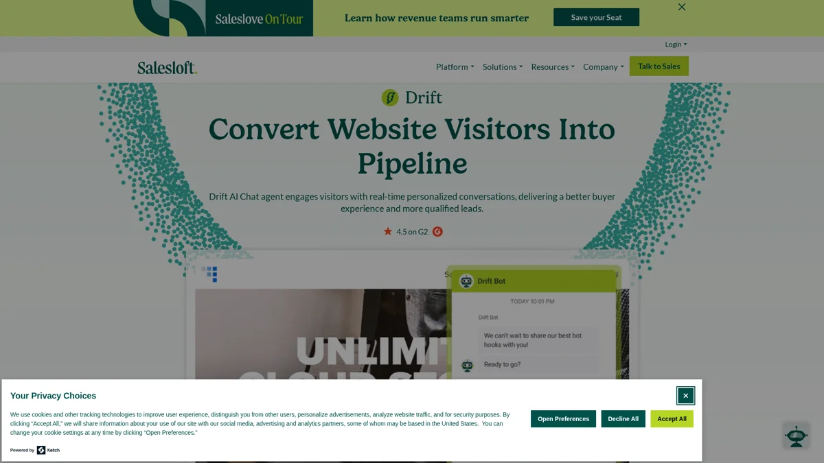 Drift landing page
