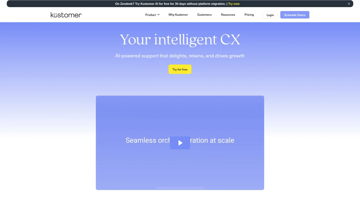 Kustomer landing page