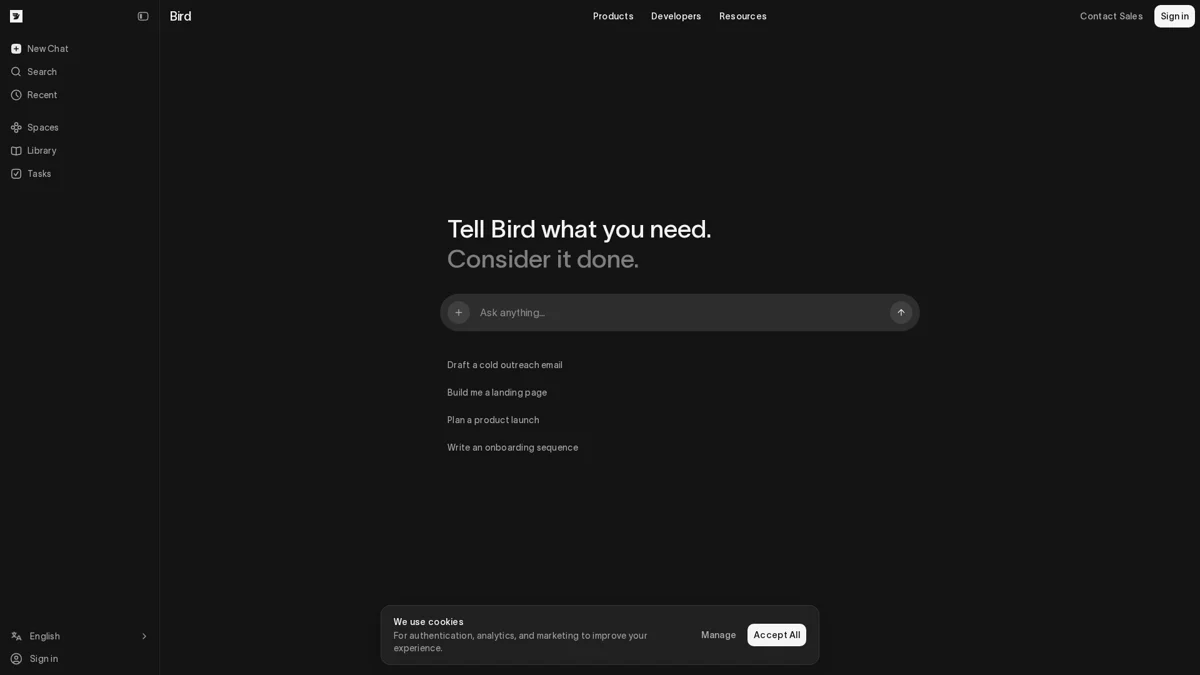 MessageBird (Bird) landing page